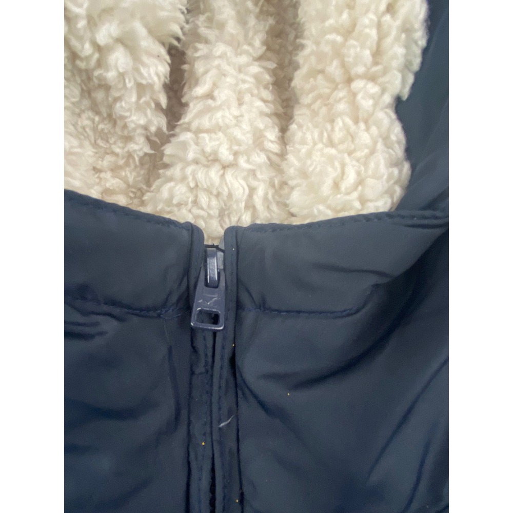 Hollister navy Sherpa Lined Puffer Vest Hooded Zip Up Size XS - Picture 4 of 9